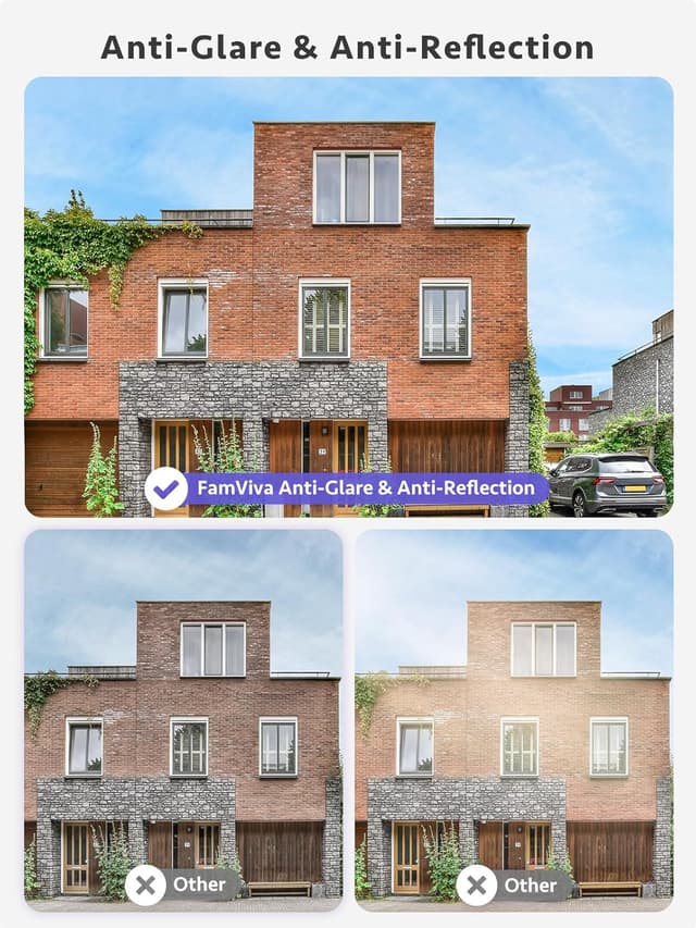 Detalle de FAMVIVA 2K No-Drill Window Security Camera with 18° Tilt Mount, Dual-Band WiFi & AI Human Detection