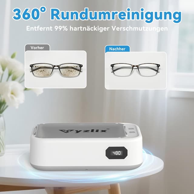 Detalle 2 de Ultraschallreinigungsgerät 49.000 Hz (49 kHz) – 640 ml Ultraschall Cleaner mit Display, 5 Modi für Brille, Schmuck & Uhren