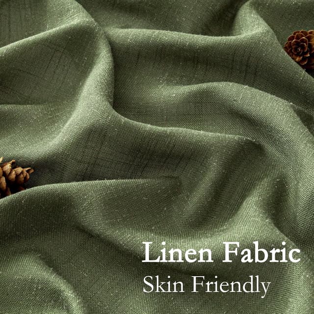 Detalle 2 de MYSKY HOME Gardinen Wohnzimmer Vorhänge mit Kräuselband in Leinenoptik (2er-Set) – halbtransparent, naturähnlicher Stil