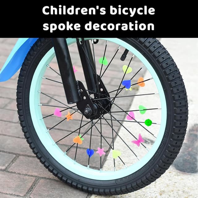 Detalle de Bunten Fahrradspeichen Dekorationen (120 Stück) – Reflektierende Speichenperlen für Kinderfahrräder