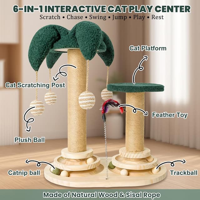 Detalle 2 de Jukibole 6-in-1 Katzenspielzeug 6-in-1 Holz