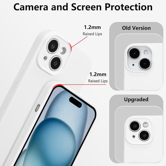 Detalle de UCASONG iPhone 15 Plus Silicone Case (Liquid Silicone, Microfiber Lining) – White