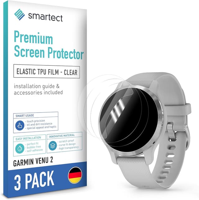 Detalle de smartect Pellicola Protettiva TPU trasparente (3 pezzi) per Garmin Venu 2