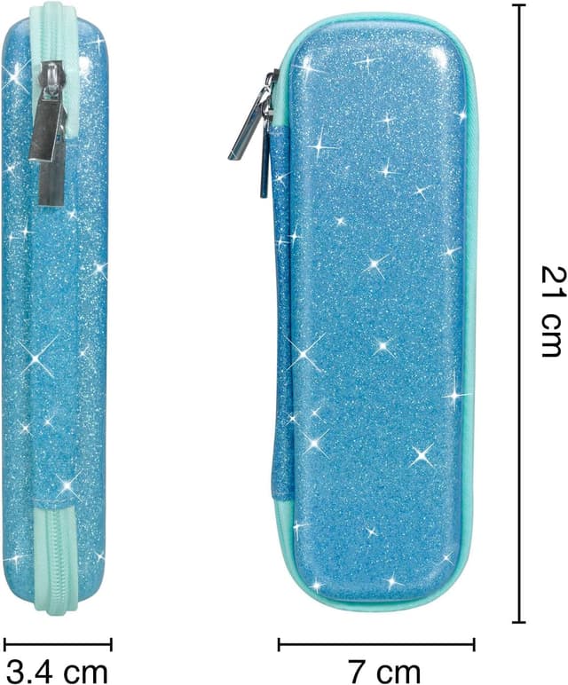 Detalle 2 de Trousse scolaire FINPAC en EVA zippée compacte (bleu pailleté) — pour crayons et petits accessoires