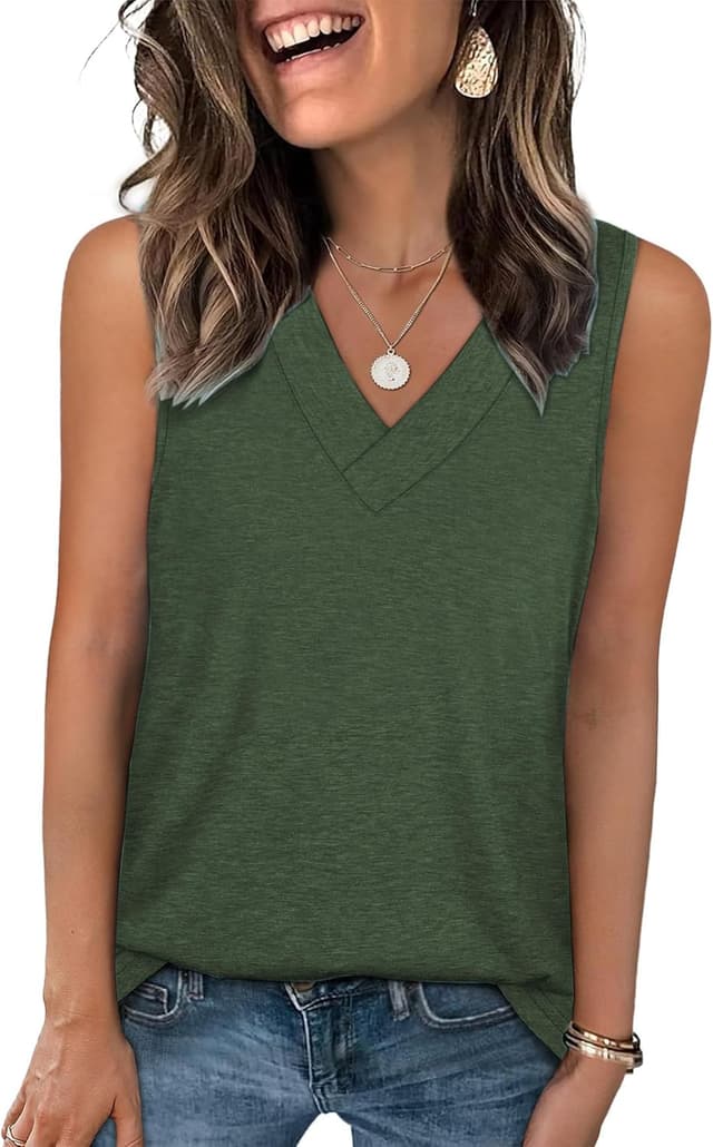 Thumbnail 6 de Famulily women’s V-neck sleeveless tank tops (60% polyester, 35% rayon, 5% spandex) — summer vest tops for layering
