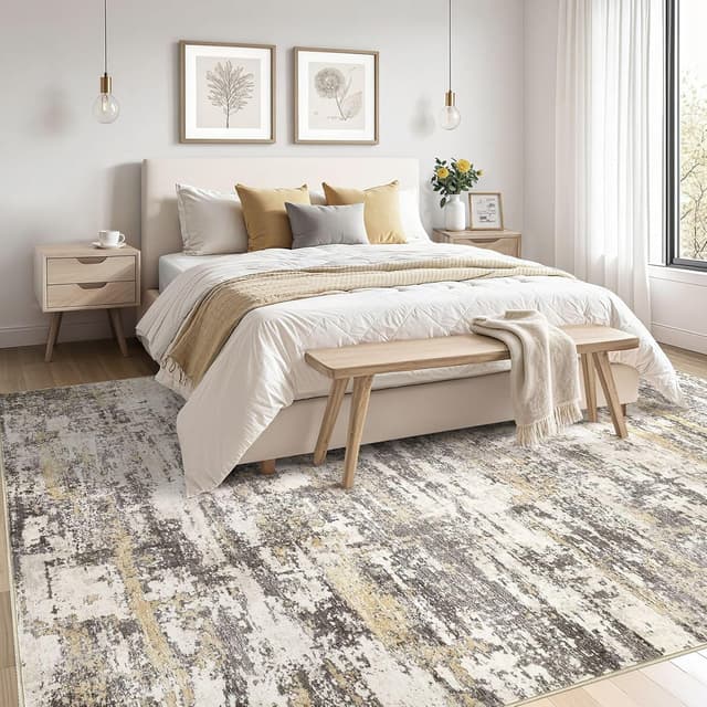 Thumbnail 2 de 8x10 Washable Abstract Area Rug