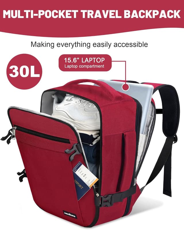 Detalle de MOCOCITO Sac à dos de voyage cabine avion 40x30x20 pour ordinateur 15,6'' – Rouge