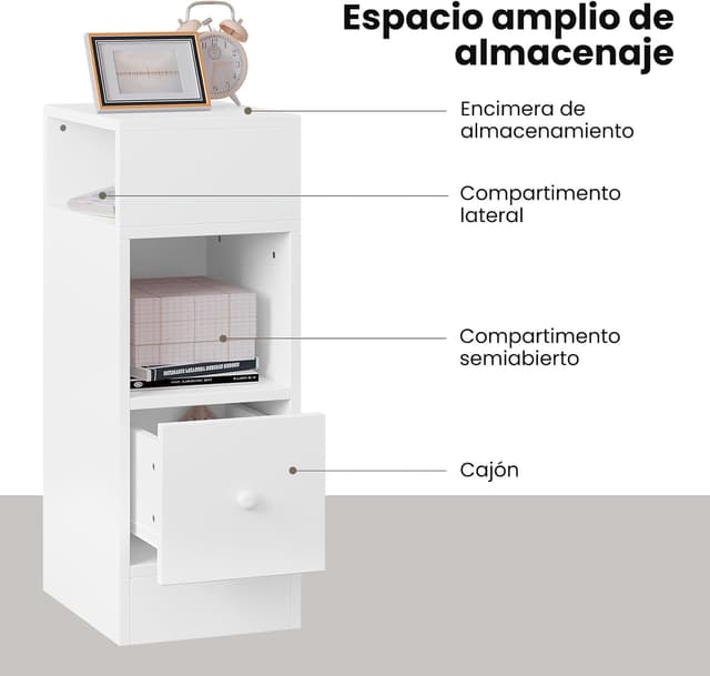 Thumbnail 5 de EUGAD 0179ZZ Mesita de Noche Blanca 2 compartimentos, 1 cajón