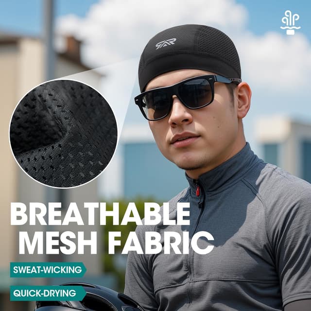 Detalle de THINDUST 3-Pack Breathable Mesh Skull Caps for Helmet Liners (Quick-Dry Cycling Beanies)