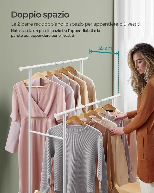 Detalle 2 de SONGMICS HSR152W01 doppio appendiabiti 98,5 cm
