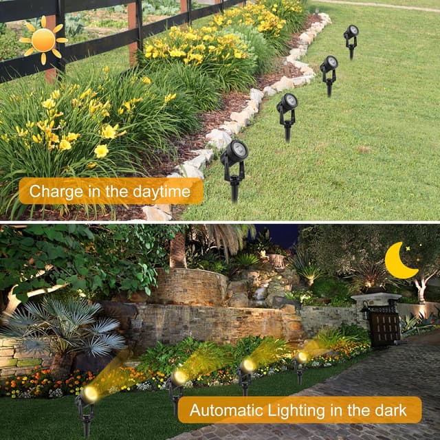 Detalle de CORESLUX Solar Garden Spotlights (4-in-1) 3000K Warm White Waterproof Outdoor Uplighters