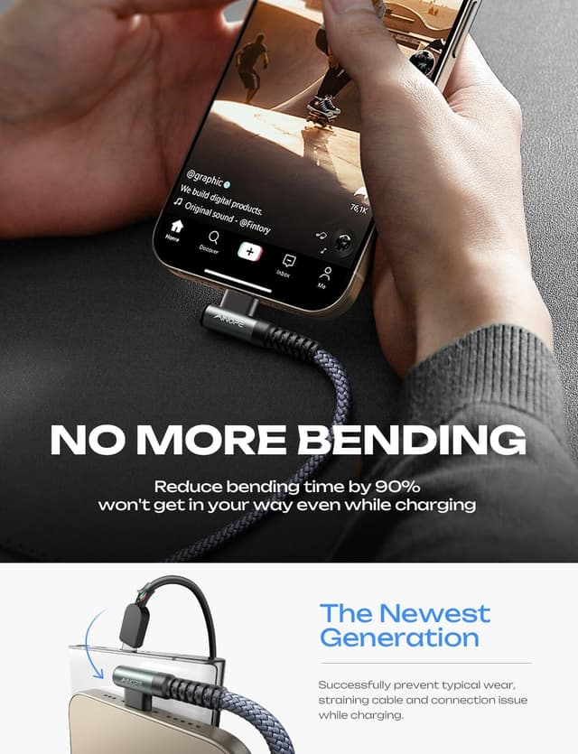 Detalle de AINOPE 2M USB-C to USB-C 60W fast charging cable