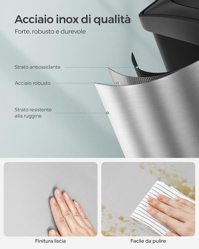 Detalle 1 de Cestino triplo da cucina 45 L SONGMICS