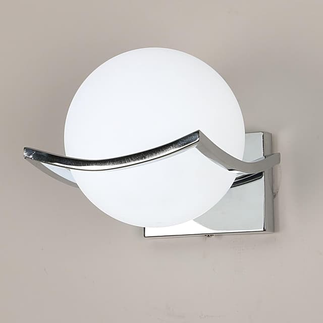 Detalle de DAXGD lampada da parete interna E27 minimal cromata con paralume in vetro (Ø15 cm)