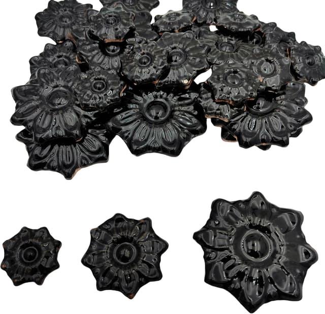 Detalle de Zufällige Keramik-Mosaikfliesen zum Basteln – 500 g in 3 Größen (Schwarz, Blume)