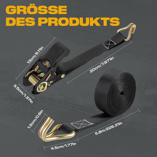 Thumbnail 6 de IAZZCO Spanngurte 6 m fĂŒr Ladungssicherung đ