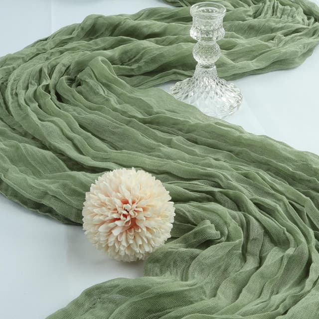 Detalle de CKIKU 6-Pack Sage Green Cheesecloth Table Runner (10FT Each)