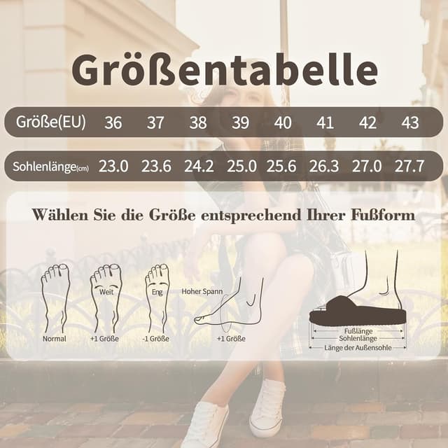 Detalle 2 de Torotto Pantoletten für Damen: verstellbare Schnallen-Sandalen & Hausschuhe mit flachem Absatz