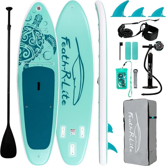 Detalle de FEATH-R-LITE Inflatable Ultra-Light 10'6"×33" SUP Board Kit (All Skill Levels)