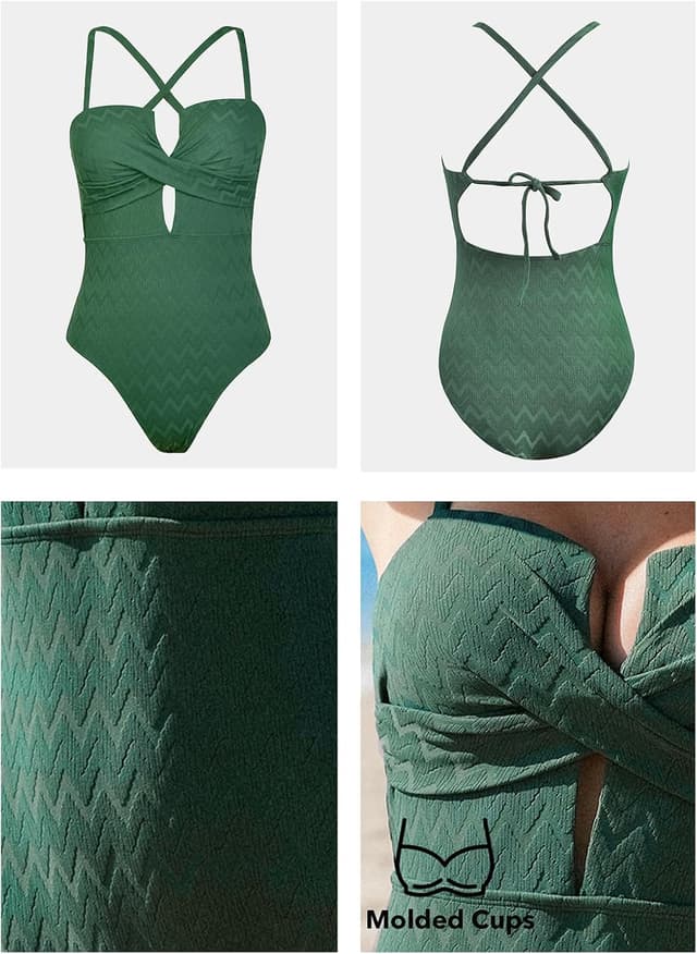 Detalle de Costume da bagno donna CUPSHE con scollo profondo e coppe modellate effetto avvolgente