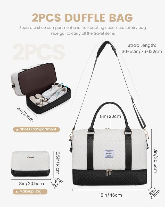 Detalle 2 de LOVEVOOK Weekender Reisetasche für Damen mit Schuhfach, Nassfach & Laptopfach (Carry-on, 46 × 23 × 30,5 cm)