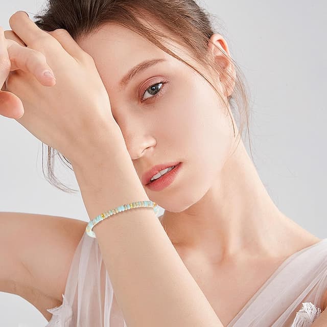 Detalle de JENCVNL Perlenarmband für Frauen mit 4 mm Kaiserstein – elastisches Naturstein-Armband für viele Anlässe