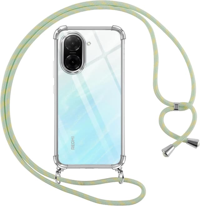 Detalle de Cover Pnakqil per Xiaomi Redmi A5 4G con cordino e tracolla/ girocollo verde