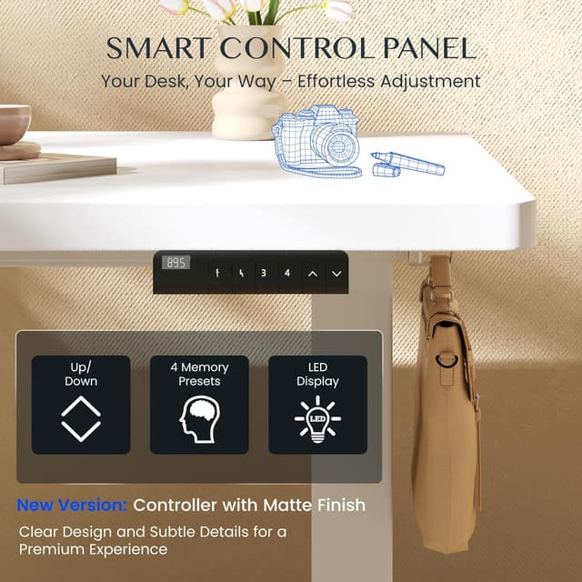 Detalle de FLEXISPOT scrivania regolabile in altezza 180x80 cm con 2 motori e memoria altezza