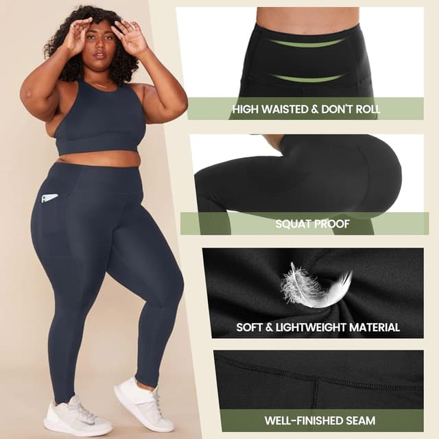 Detalle de HLTPRO 3 Pack Plus Size Leggings High-Waisted