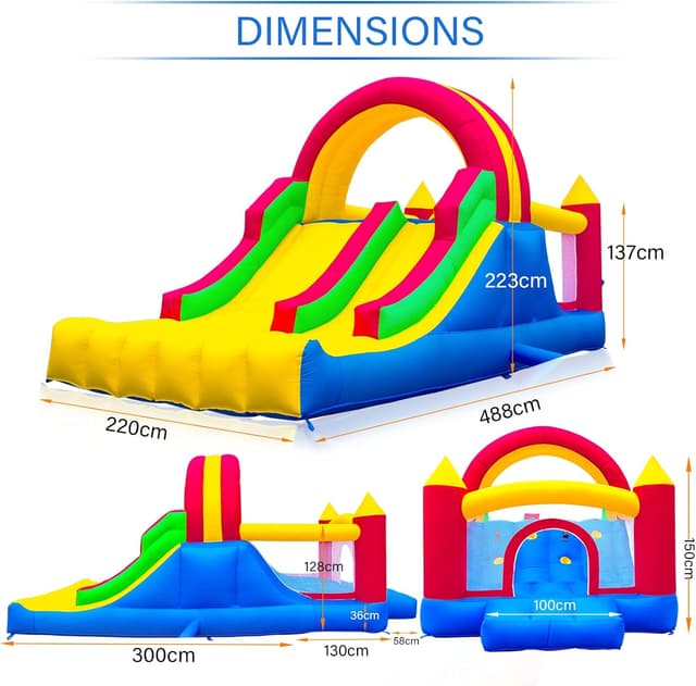 Detalle 2 de Ballsea Hüpfburg mit Gebläse 488×223×220 cm 🎈