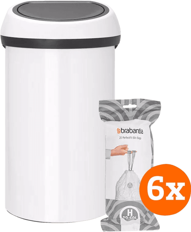 Detalle de Brabantia Touch Bin 60 Liter Weiß 🗑