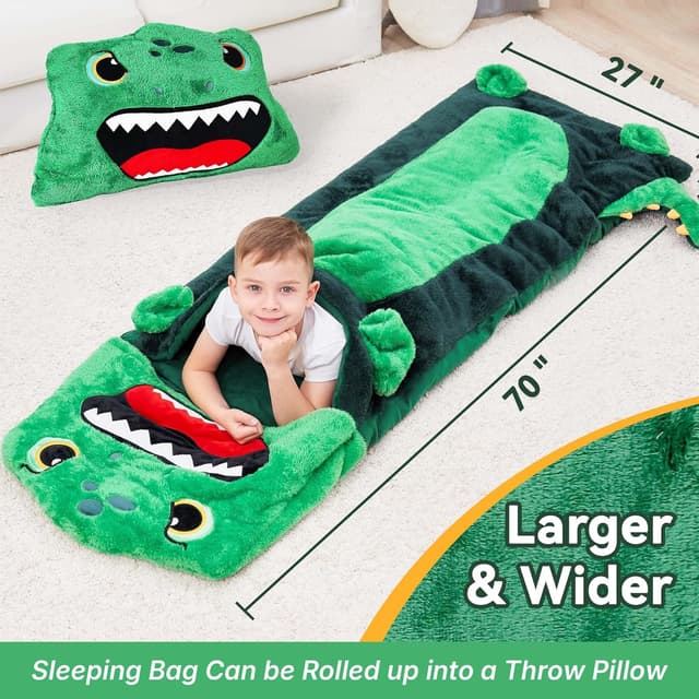 Detalle 2 de iPlay iLearn Kids Dinosaur Sleeping Bag (2-in-1) Toddler Nap Mat Slumber Sack