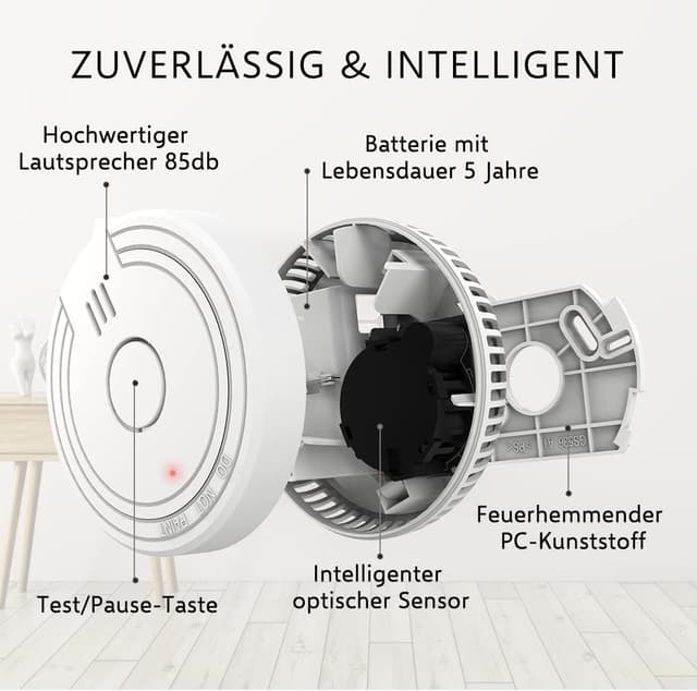 Detalle 2 de ELRO FS1805M 10er-Set Rauchmelder mit 5-Jahres-Batterie und Magnethalterung (EN 14604-konform)