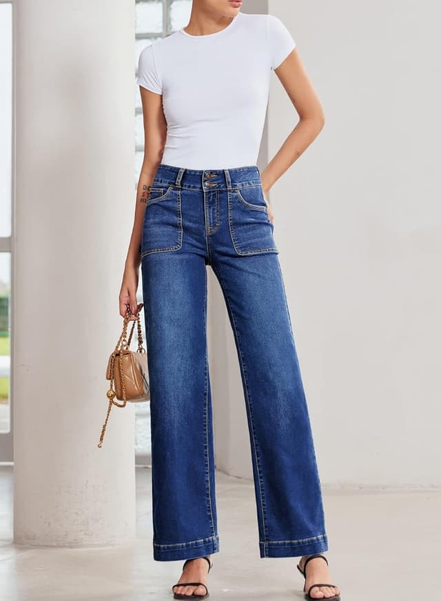 Thumbnail 4 de Sidefeel Wide Leg High Waisted Jeans
