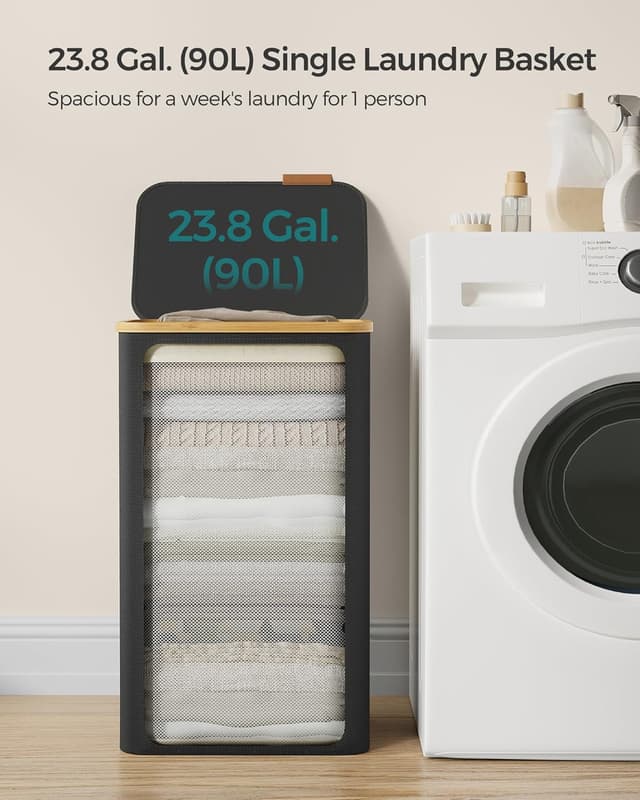 Thumbnail 2 de SONGMICS LCB509B01 90L laundry hamper with lid