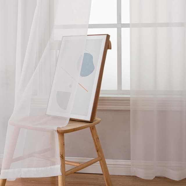 Thumbnail 6 de Chyhomenyc Ivory Sheer Curtains (96 Inch Length) — 2 Panels Set, Light-Filtering Voile