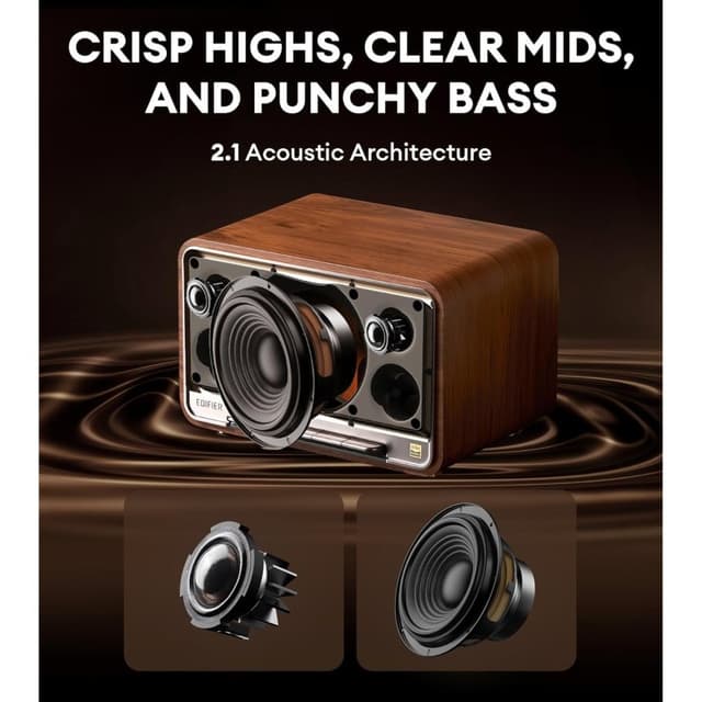 Detalle 1 de Edifier D32 Altavoz Portátil de Sobremesa 60W RMS Marrón