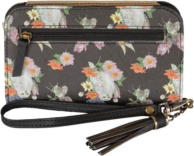 Detalle de Bioworld Harry Potter Black Floral Hedwig Smart Phone Purse