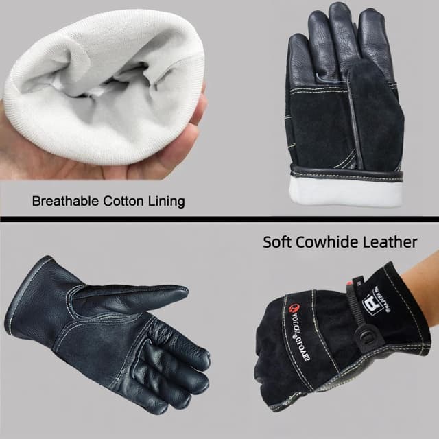 Detalle de AOUCHI cowhide leather gardening gloves (thorn proof, heat resistant) for men – Large
