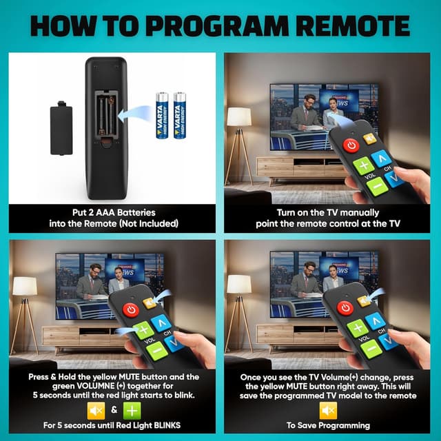 Detalle de EZClicker EZclicker TV Remote for Seniors (Big Button, Extra Simple) — Black