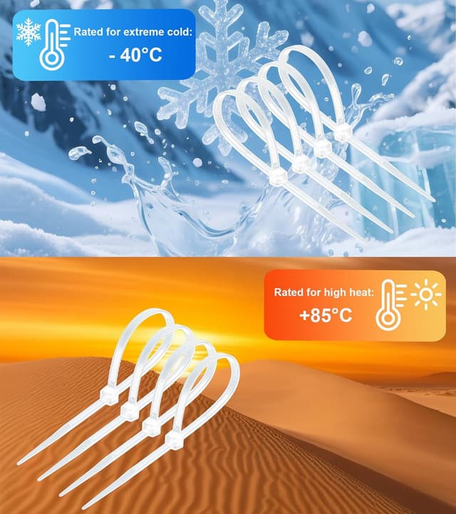 Thumbnail 6 de Menylon Clear Cable Ties 300mm x 7.6mm (50-pack) heavy-duty long white zip ties