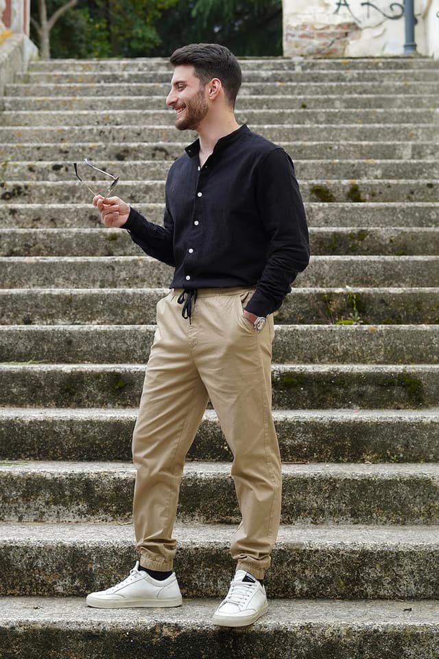 Detalle 2 de JMIERR Cargo-Chino Hose für Herren 94% Baumwolle