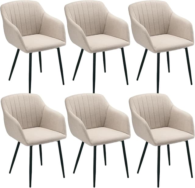 Detalle de Goeurvant 6 Sedie da pranzo beige con braccioli