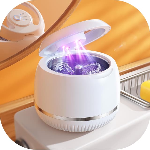 Detalle de Beser Ultrasonic Retainer Cleaner (200ML, Warm White) – ultrasonic bath for aligners, nightguards, dentures & jewellery