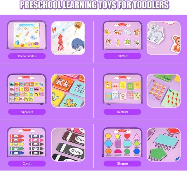 Detalle 2 de VISATOR Montessori Busy Board for Toddlers (Ages 3–8) – Felt Sensory Activity Board for Fine Motor Skills & Travel