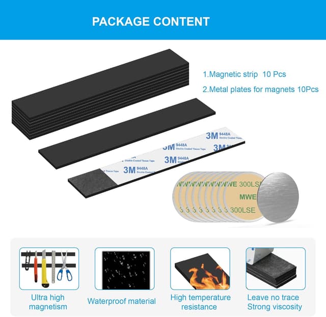 Thumbnail 5 de Magnetic Strips with Adhesive Backing 10 pack 🧲