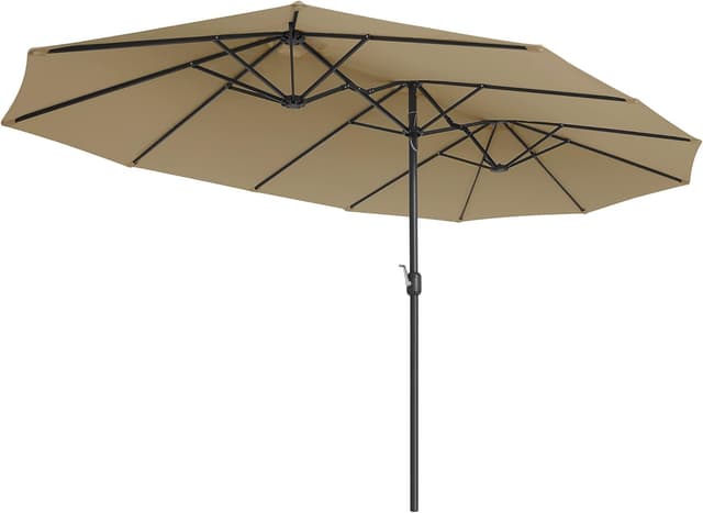 Detalle de SONGMICS Parasol Double UPF 50+ 460 x 270 cm avec manivelle (taupe) — GPU36BR, grand format sans socle