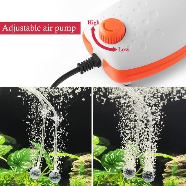 Detalle 2 de PYPABL 3W Aquarium Air Pump (300L/H) – silent adjustable bubbler for fish and turtle tanks