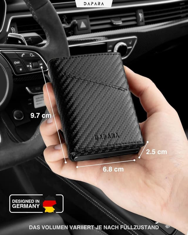 Thumbnail 6 de DAPARA Herren-Slimwallet mit Münzfach, RFID-Schutz & Platz für 12 Karten (Carbon Silver)