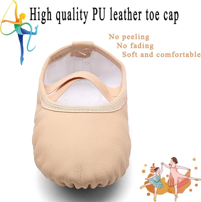 Detalle de TETSUO Girls Ballet Shoes – Indoor ballet flats for toddlers and kids